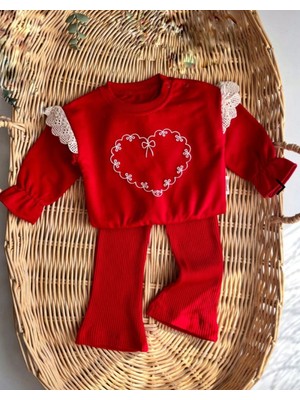 Vovido Kız Bebek Kalp Desenli 2li Takım