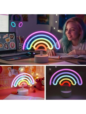 ForWhat Büro Ev Ofis Hediyesi Için Plastik Gökkuşağı Neon LED Ambians Işık Aydınlatma