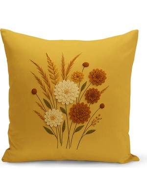 Bertille Home Çift Tarafı Dijital Baskılı Kırlent Kılıfı (Panç /punch Nakış Desen Görünümlü)