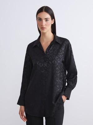 Lc Waikiki Yeni Sezon Leopar Desenli Saten Kadın Gömlek Tunik