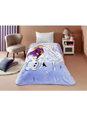 Hype Store Hello Çizgi Film Karakteri Pamuk-Polyester Karışım Battaniye, Mavi, Beyaz, Mor, Tek Kişilik