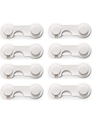Hype Store Çocuk Güvenlik Dolap Kilidi, 8 Adet, Beyaz, 9,8 x 3,5 cm