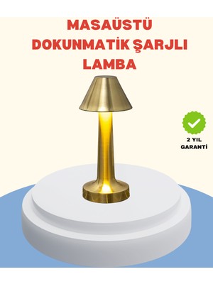 TeknoBaran Şarjlı Masa Lambası 3 Işık Modu Kademesiz Karartma Metal Gövde