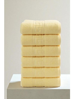 Hype Store 6'lı Sarı Greek El Havlusu - 50X90 Cm, 225 GR,%100 Pamuk, Spa ve Otel Havlusu, Günlük Kullanıma Uygu