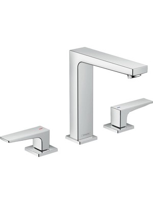 Hansgrohe Metropol 3-Delikli Lavabo Bataryası 160 Bas-Aç Gider Seti ve Çubuk Volan ile