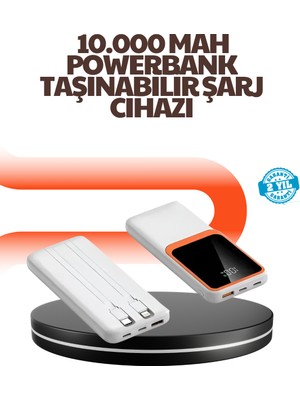 Marsilyan Taşınabilir 10000 Mah Powerbank – Dijital Göstergeli, Type-C ve USB Çıkışlı