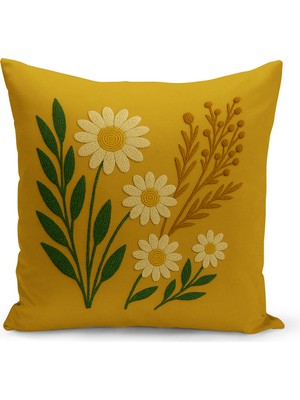 Bertille Home Çift Tarafı Dijital Baskılı Kırlent Kılıfı (Panç /punch Nakış Desen Görünümlü)