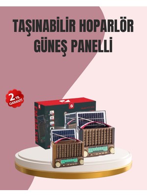 Dinç Store 44 Solar Panel Şarjlı Taşınabilir Radyo Bluetooth Hoparlör Müzik Kutusu Dinç Store