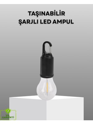 Marsilyan Şarjlı Kancalı LED Lamba – Kamp, Balkon ve Acil Durum Işığı