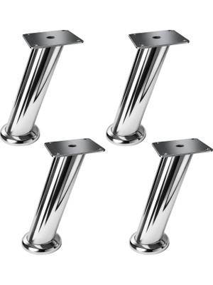 Badem10 Tablalı Dereceli (4 Adet) Ayarlanabilir 15 cm Krom Metal Baza Tv Ünitesi Koltuk Mobilya Ayağı (+2cm)