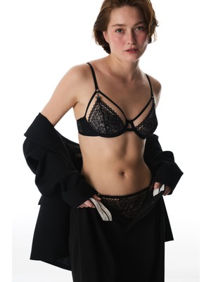 Penti Siyah Lace Dantel Balenli Sütyen