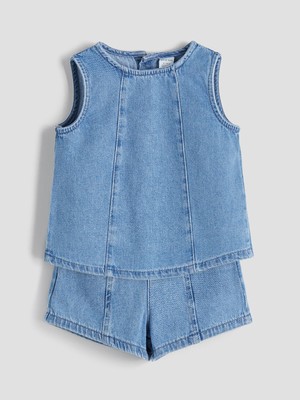 Lc Waikiki Yeni Sezon Kız Bebek Jean Bluz ve Jean Şort 2'li