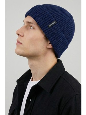 Allunique Unisex Lacivert Yün Kaşmir Karışımlı Bere