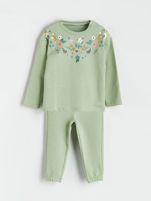 Lc Waikiki Yeni Sezon Çiçekli Kız Bebek Tişört ve Pantolon 2'li