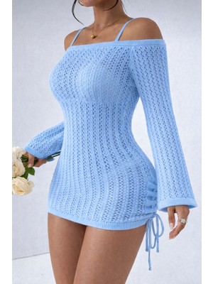 Nilza Örme Pamuk Uzun Kollu Pareo Plaj Elbisesi Kimono Kaftan