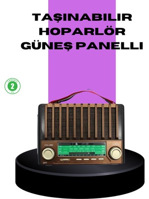 Store Mania Güneş Enerjili Taşınabilir Radyo ve Bluetooth Hoparlör Çok Fonksiyonlu (STORE-MANIA-5938)