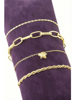 Bijuteri Net 4 Adet Yıldız Zincir Bileklik