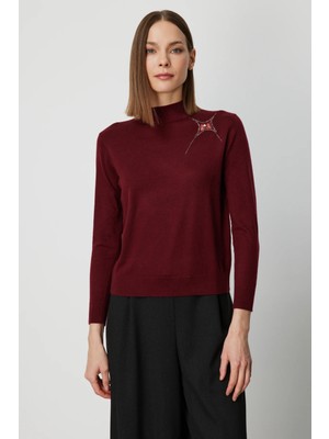 On Triko Omzu Taş Detaylı Triko Kazak 60453