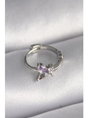 Lokiboo 316L Çelik Gümüş Renk Zirkon Taşlı Kelebek Model Tragus Piercing - Lisinya