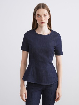 Lc Waikiki Yeni Sezon Bisiklet Yaka Peplum Jean Bluz