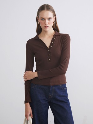 Lc Waikiki Yeni Sezon Polo Yaka Modal Karışımlı Kadın Tişört