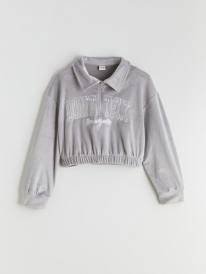 Lc Waikiki Yeni Sezon Polo Yaka Kadife Kız Çocuk Sweatshirt