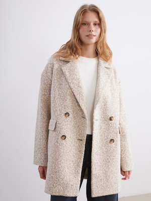 Lc Waikiki Yeni Sezon Kruvaze Yaka Oversize Kadın Kaşe Kaban