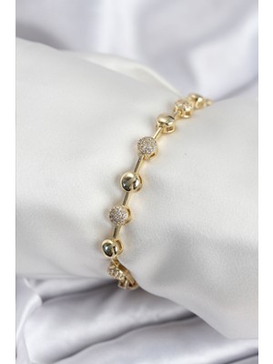 Lokiboo Pirinç Vıp Seri Gold Renk Topçuk Model Kadın Bileklik - Lisinya