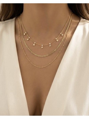Style Of Carmen 14K Altın Kaplama Üçlü Yıldız Çıtır Kolye