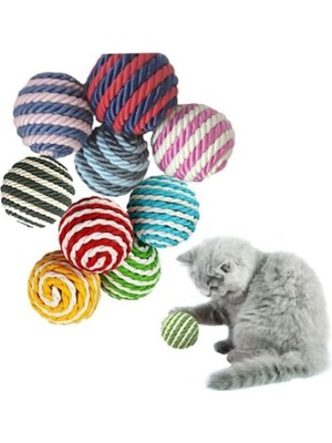 Braventa Collection Ip Sarma Renkli Kedi Oyun Topu 4 cm Kedi Oyuncağı (1 Adet)