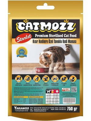Braventa Collection Catmozz Starlet Sterilised Tavuklu Seçiçi Kedilere Özel Kısır Yetişkin Kedi Maması 750 gr Kilitli Pa