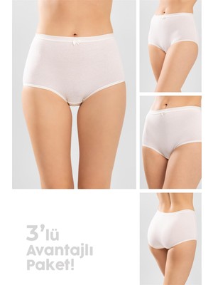 Baykar Kadın Düz Bato Külot 3'lü Set 8806 Krem