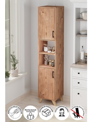 Bofigo 2 Kapaklı 6 Bölmeli Çok Amaçlı Dolap Çok Amaçlı Mutfak Dolabı Banyo Dolabı Nergis Çam