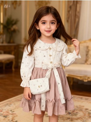 Lunas Tekstil Müslin Kumaşlı Çantalı Kabarık Elbise