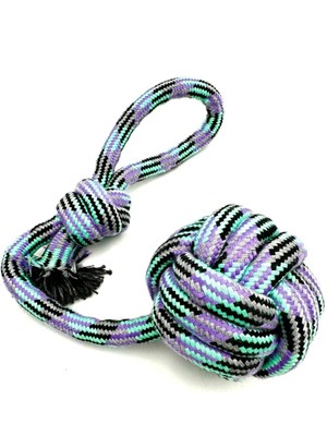 Braventa Collection Tutma Kulplu Diş Ipli Köpek Isırma Topu Oyuncağı 9cm