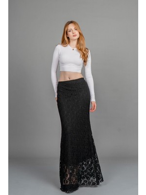 MissVina Astarlı Esnek Tül Uzun Etek 6833