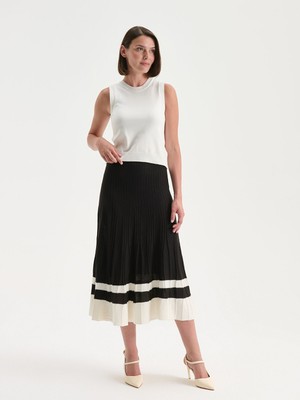 Lc Waikiki Yeni Sezon Beli Lastikli Çizgili Pileli Triko Etek