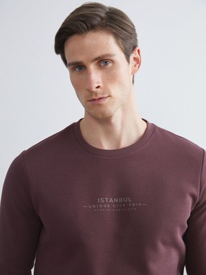 Lc Waikiki Yeni Sezon Bisiklet Yaka Baskılı Erkek Sweatshirt