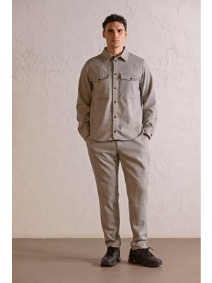 gmg firenze Çift Cepli Extrafor Detaylı Yırtmaçlı Erkek Dış Gömlek