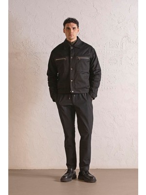 gmg firenze Çıtçıt Tasarımlı Cepleri Fermuarlı Erkek Mont