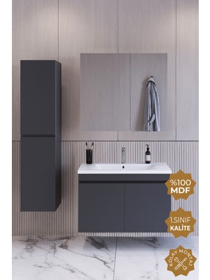 Teta Home Tokyo 80 cm MDF Banyo Dolabı Seti + Boy Dolabı
