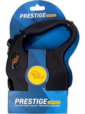 Braventa Collection Polo-Polo Makaralı Otomatik Tasma S 5 Metre - 15 kg Beyaz-Siyah