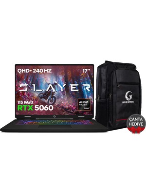 Game Garaj Slayer R9M XL-5060 C8 Amd Ryzen 9 8940HX 16GB Ram 500GB SSD RTX5060 17" Qhd+ 240Hz IPS Freedos Gaming Laptop