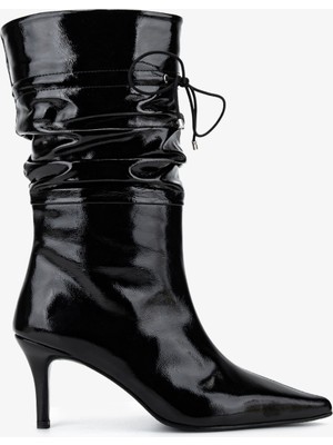 Valmenti Kadın Hakiki Deri Siyah Klasik Çizme 1135 0515 Bn Czm SK25-26 Sıyah Krs Rugan