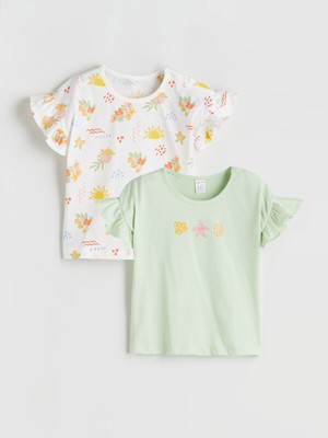 Lc Waikiki Yeni Sezon Bisiklet Yaka Desenli Kız Bebek Bluz 2'li