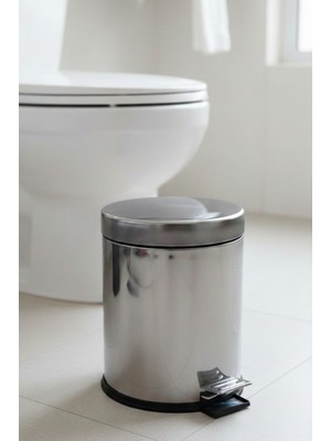 5 Litre Krom Paslanmaz-Pedallı Çöp Kovası