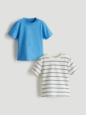 Lc Waikiki Yeni Sezon Bisiklet Yaka Çizgili Erkek Bebek Tişört 2'li