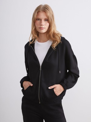 Lc Waikiki Yeni Sezon Kapüşonlu Oversize Kadın Fermuarlı Sweatshirt