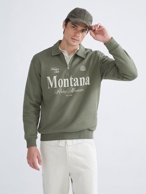 Lc Waikiki Yeni Sezon Polo Yaka Baskılı Erkek Sweatshirt