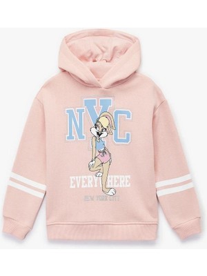 Koton Kız Çocuk Lisanslı Lola Bunny Baskılı Uzun Kollu Şardonlu Kapşonlu Sweatshirt